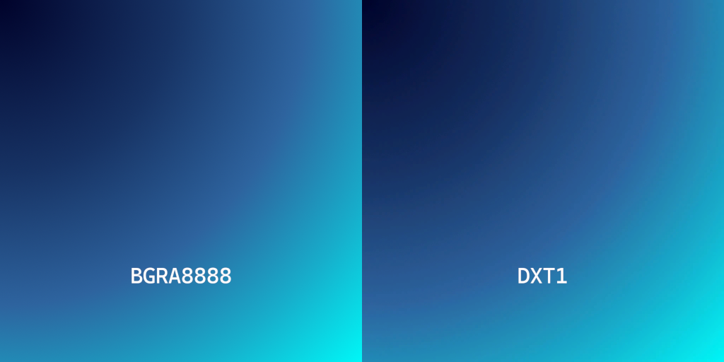 Comparison between BGRA8888 vs DXT1